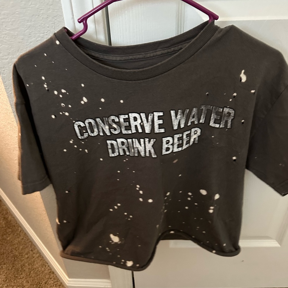 Cropped repurposed graphic tee